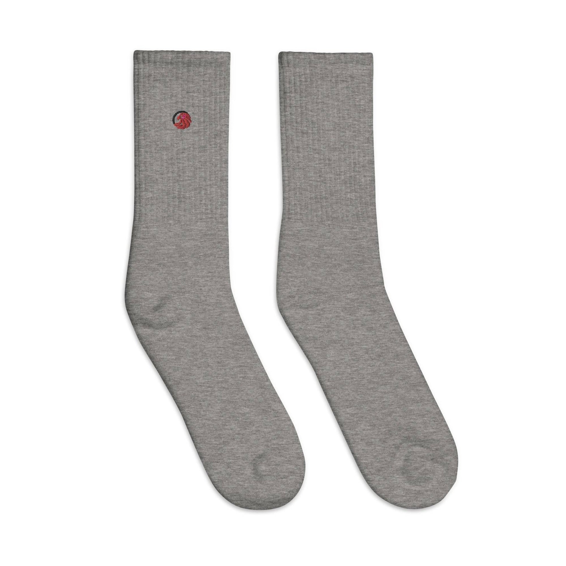 Heather grey socks logo left side