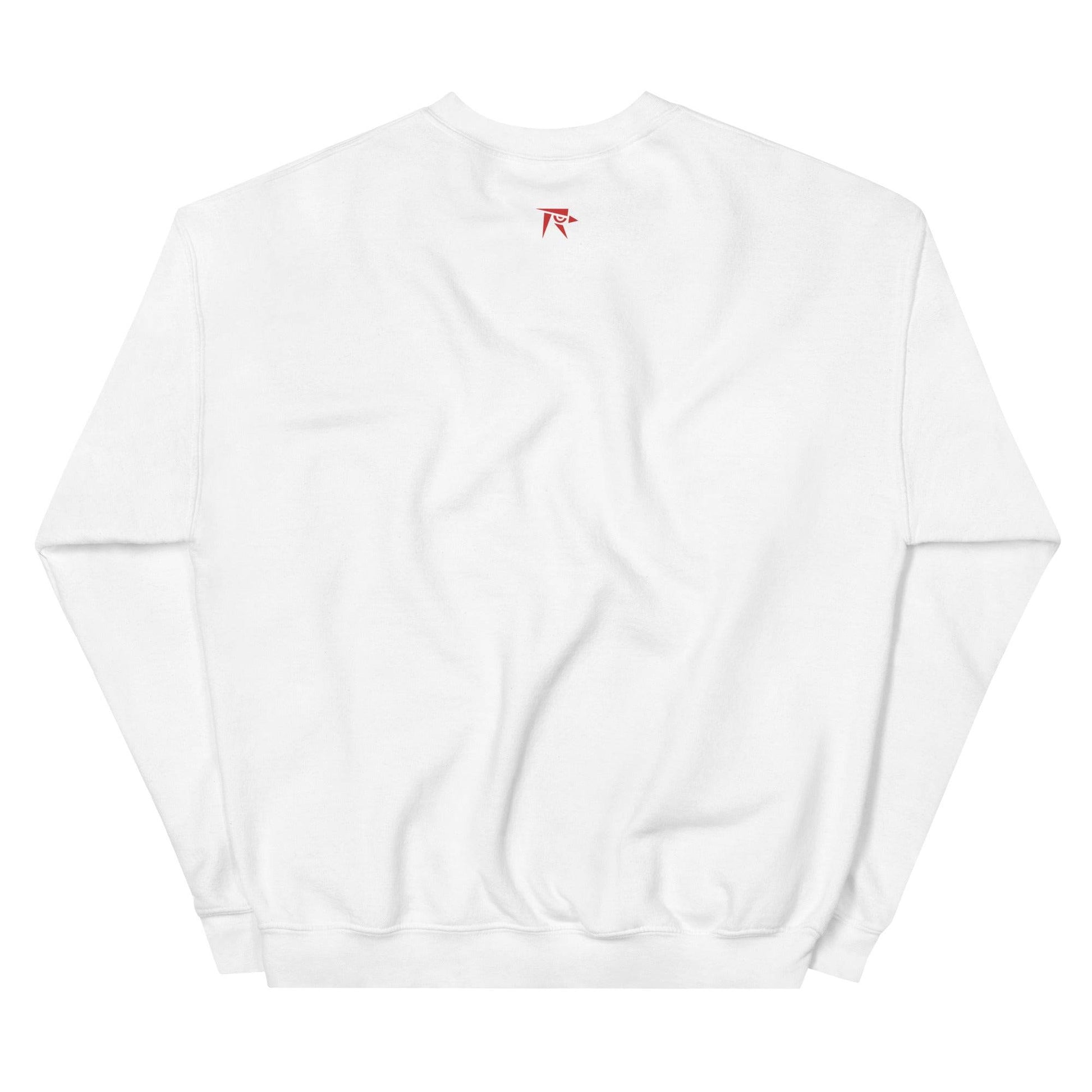 a white sweatshirt with the letter f on it