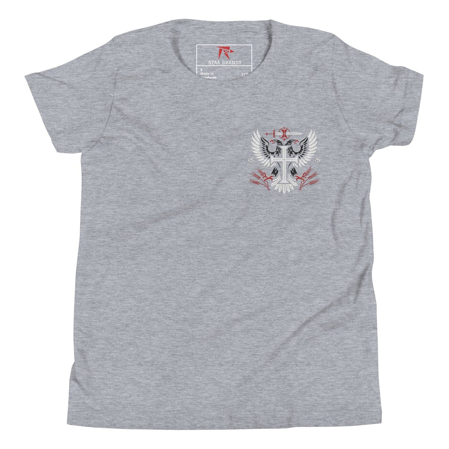 a grey t - shirt with a picture of a cat on it