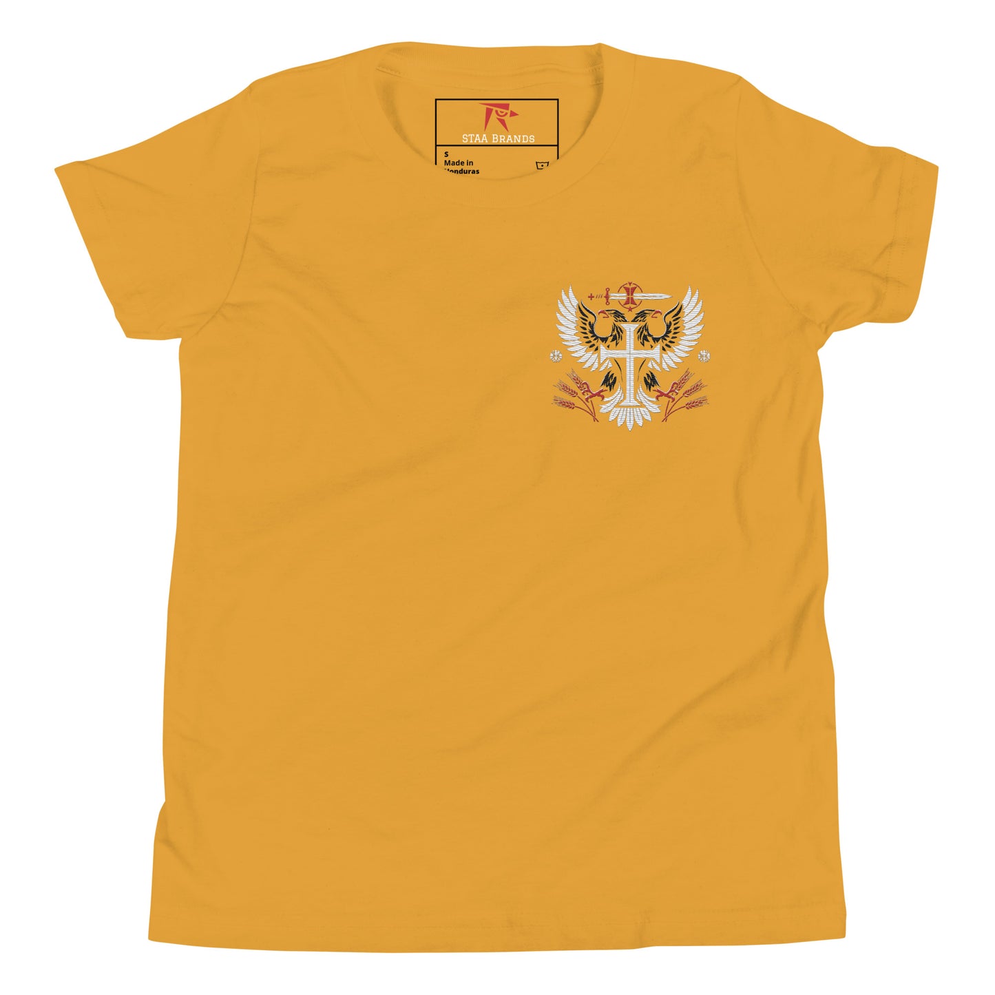 a yellow t - shirt with a picture of a bird on it